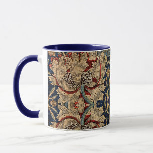 William Morris  Bloemenmotief Rood Blauw Mok