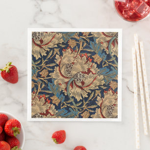 William Morris Bloemenmotief Rood Blauw Servet