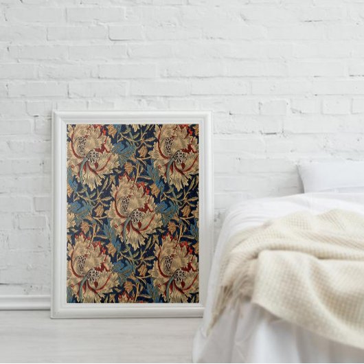 William Morris Bloemenmotief Rood Blauw Tegeltje