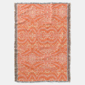 William Morris bloemenmotief wit Sinaasappel Deken (Voorkant Verticaal)