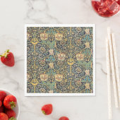William Morris bloemenpatroon goud turquoise rood Servet (Insitu)