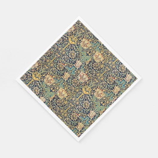 William Morris bloemenpatroon goud turquoise rood Servet (Hoek)