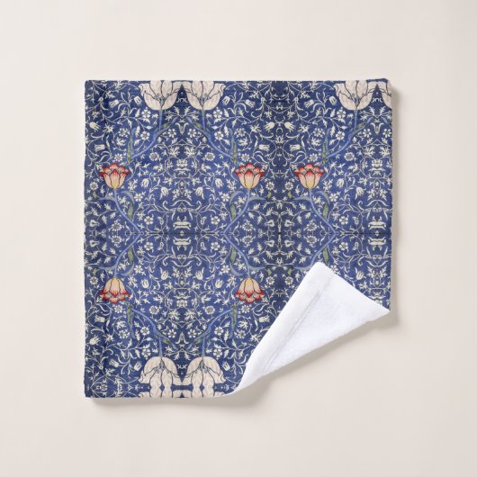 William Morris Bloementulp Blauw Wit Rood Bad Handdoek (Wasdoekje)