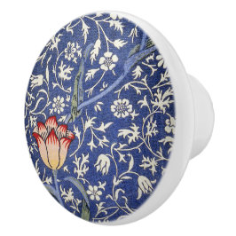 William Morris  Bloementulp Blauw Wit Rood Keramische Knop