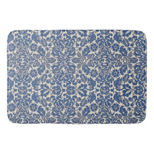  William Morris Bloemmotief Blauw Wit Badmat