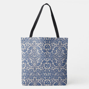  William Morris Bloemmotief Blauw Wit Draagtas