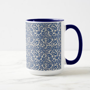  William Morris Bloemmotief Blauw Wit Mok