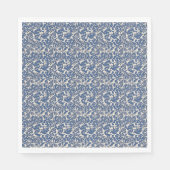  William Morris Bloemmotief Blauw Wit Servet (Voorkant)