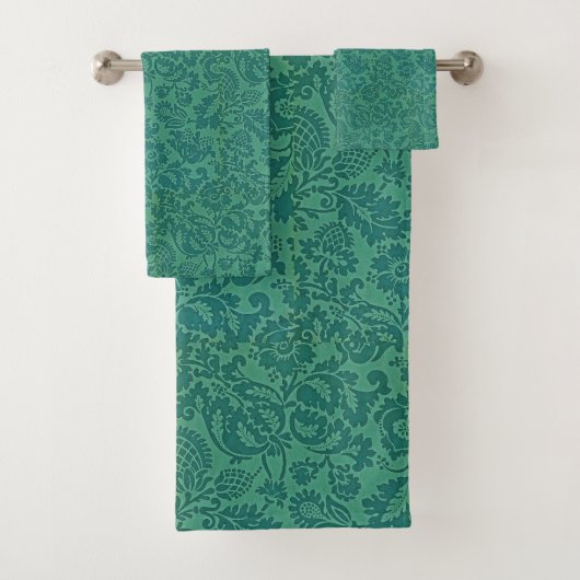 William Morris Bloemmotief Groen Bad Handdoek (Insitu)