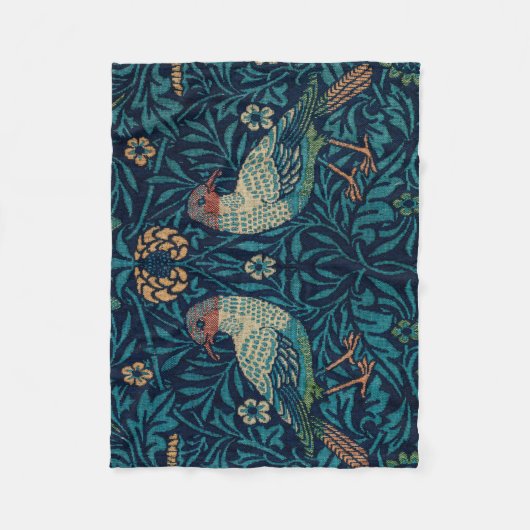 William Morris Blue Birds Pattern Fleece Deken (Voorkant)