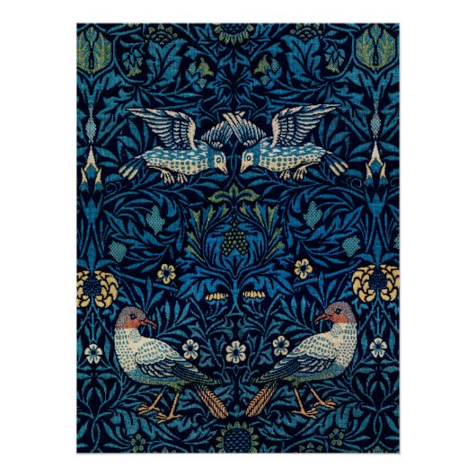 William Morris Blue Birds Tapestry Classic Perfect Poster (Voorkant)