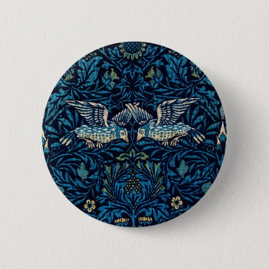 William Morris Blue Birds Tapestry Classic Ronde Button 5,7 Cm (Voorkant)