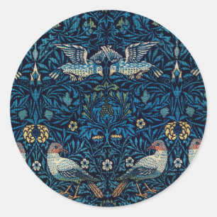 William Morris Blue Birds Tapestry Classic Ronde Sticker