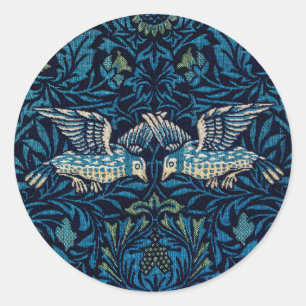 William Morris Blue Birds Tapestry Classic Ronde Sticker