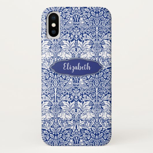 William Morris Blue Brother Rabbit Monogram Case-Mate iPhone Case (Achterkant)