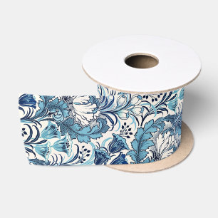 William Morris Blue Cream Floral Pattern Lint