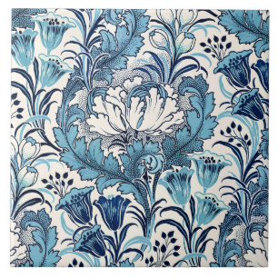 William Morris Blue Cream Floral Pattern Tegeltje