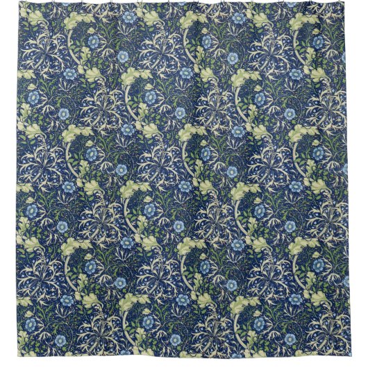 William Morris Blue Daisies Shower Curtain Douchegordijn (Voorkant)