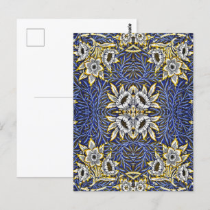 William Morris Blue en Gold Tulip Willow Design Briefkaart