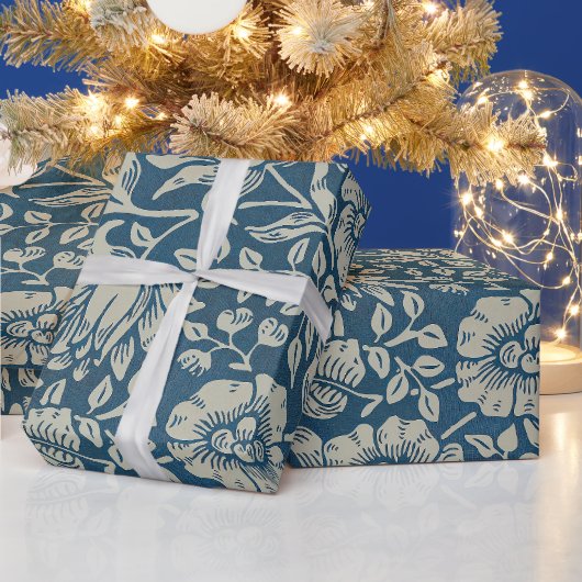 William Morris  Blue Floral Pattern Cadeaupapier (Feestdagen)