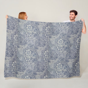 William Morris Blue Floral Pattern Fleece Deken