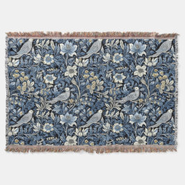 William Morris Blue Foliage Patroon Behang Deken