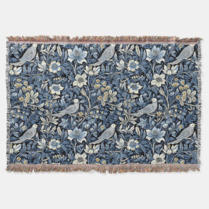 William Morris Blue Foliage Patroon Behang Deken