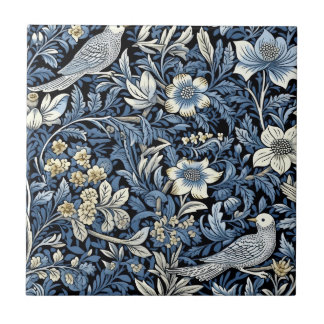 William Morris Blue Foliage Patroon Behang Tegeltje