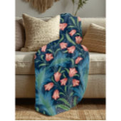 William Morris Blue Green Pink Floral Pattern Fleece Deken