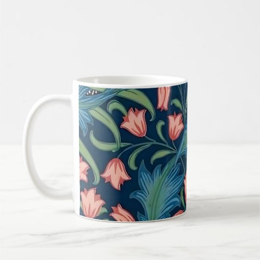 William Morris Blue Green Pink Floral Pattern Koffiemok (Links)