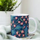 William Morris Blue Green Pink Floral Pattern Koffiemok