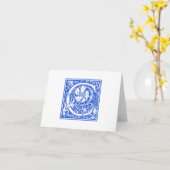 William Morris Blue Initiaal C Kaart & Envelope (Gele Bloem)