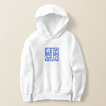 William Morris Blue Initiaal J Pullover Hoodie