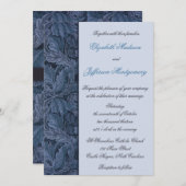 William Morris Blue Leaves Wedding Invitation Kaart (Voorkant / Achterkant)