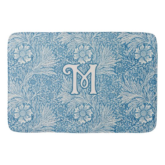 William Morris Blue Marigold Monogram Badmat (Voorkant)