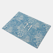 William Morris Blue Marigold Monogram Deurmat (Schuin)