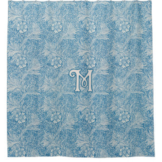 William Morris Blue Marigold Monogram Douchegordijn