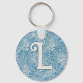 William Morris Blue Marigold Monogram Sleutelhanger (Voorkant)
