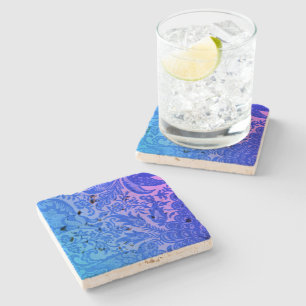  William Morris Blue Pink Botanical Stenen Onderzetter