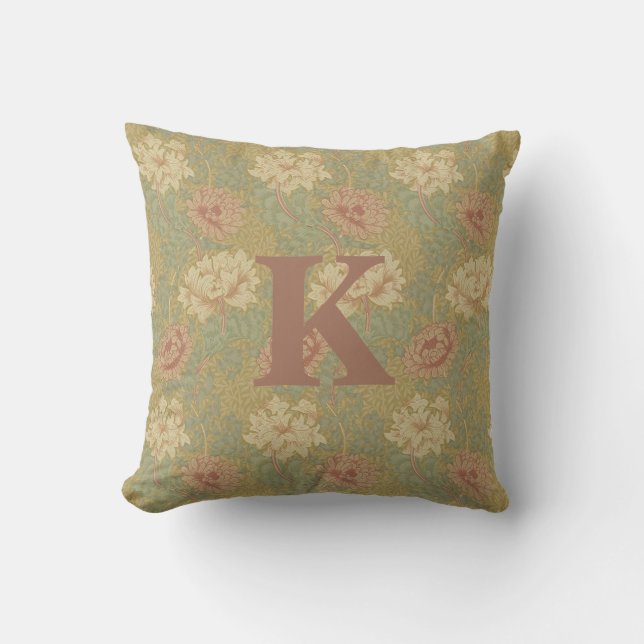  William Morris Blue Rust Chrysanthemum Kussen (Voorkant)