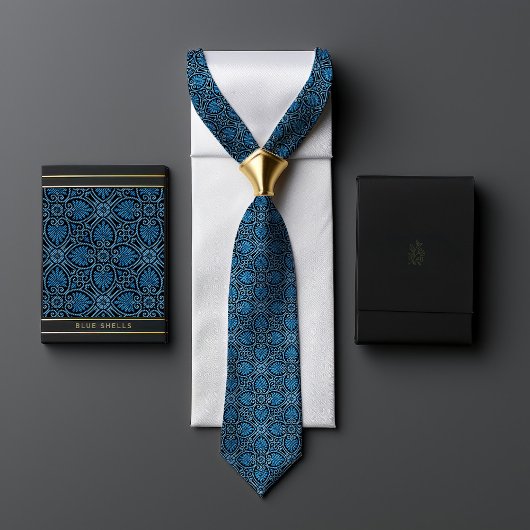 William Morris Blue Shell Diagonal Stropdas