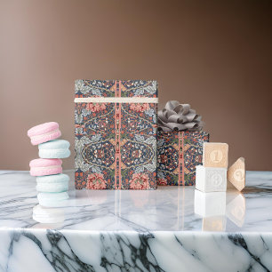 William *Morris Blue Thistle Roze Motieven Cadeaupapier