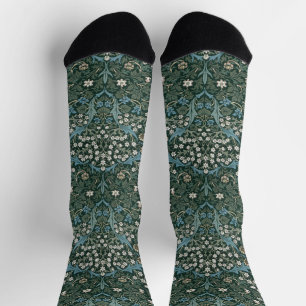 William Morris Blue White en Green Floral Sokken