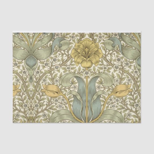 William Morris Blue Yellow Floral-discussiestuk Tissuepapier (Voorkant)