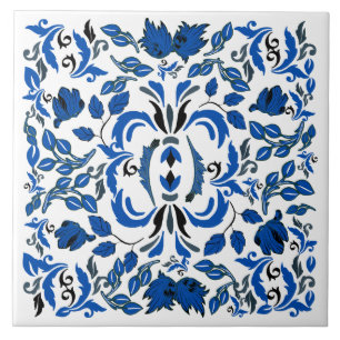 William Morris bomen en bladeren blauw en wit Tegeltje