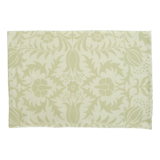 William Morris Borage vintage zachte groene damast Kussensloop (Voorkant)