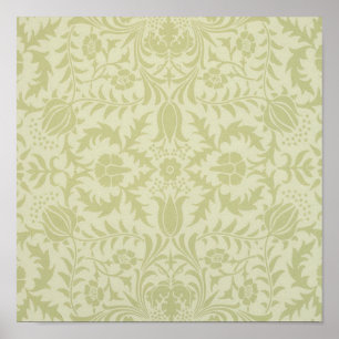 William Morris Borage vintage zachte groene damast Poster