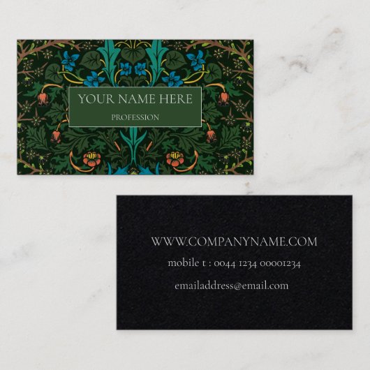 WILLIAM MORRIS BOTANICAL PATTERN VISITEKAARTJE (Voorkant / Achterkant)