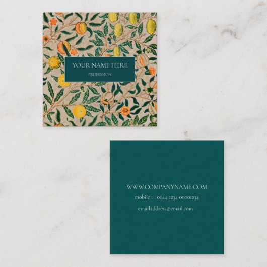 WILLIAM MORRIS BOTANICAL PATTERN VISITEKAARTJE (Voorkant / Achterkant)