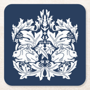 William Morris Brer Konijnenpatroon Vierkante Kartonnen Onderzetter